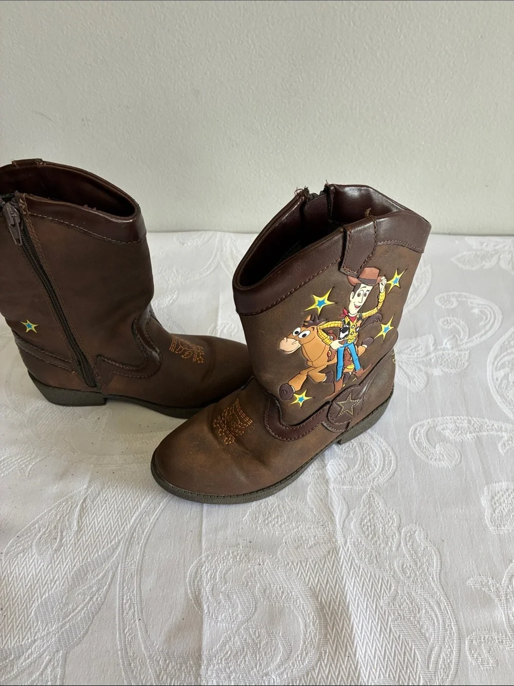Disney Brown Kids Cowboy Boots with Woody Graphic